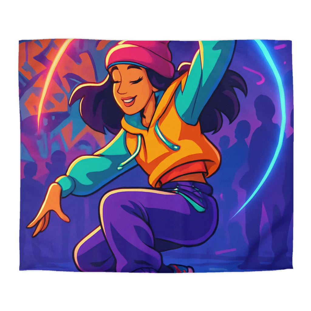 Housse de couette colorée avec danseuse urbaine et néons pour chambre moderne