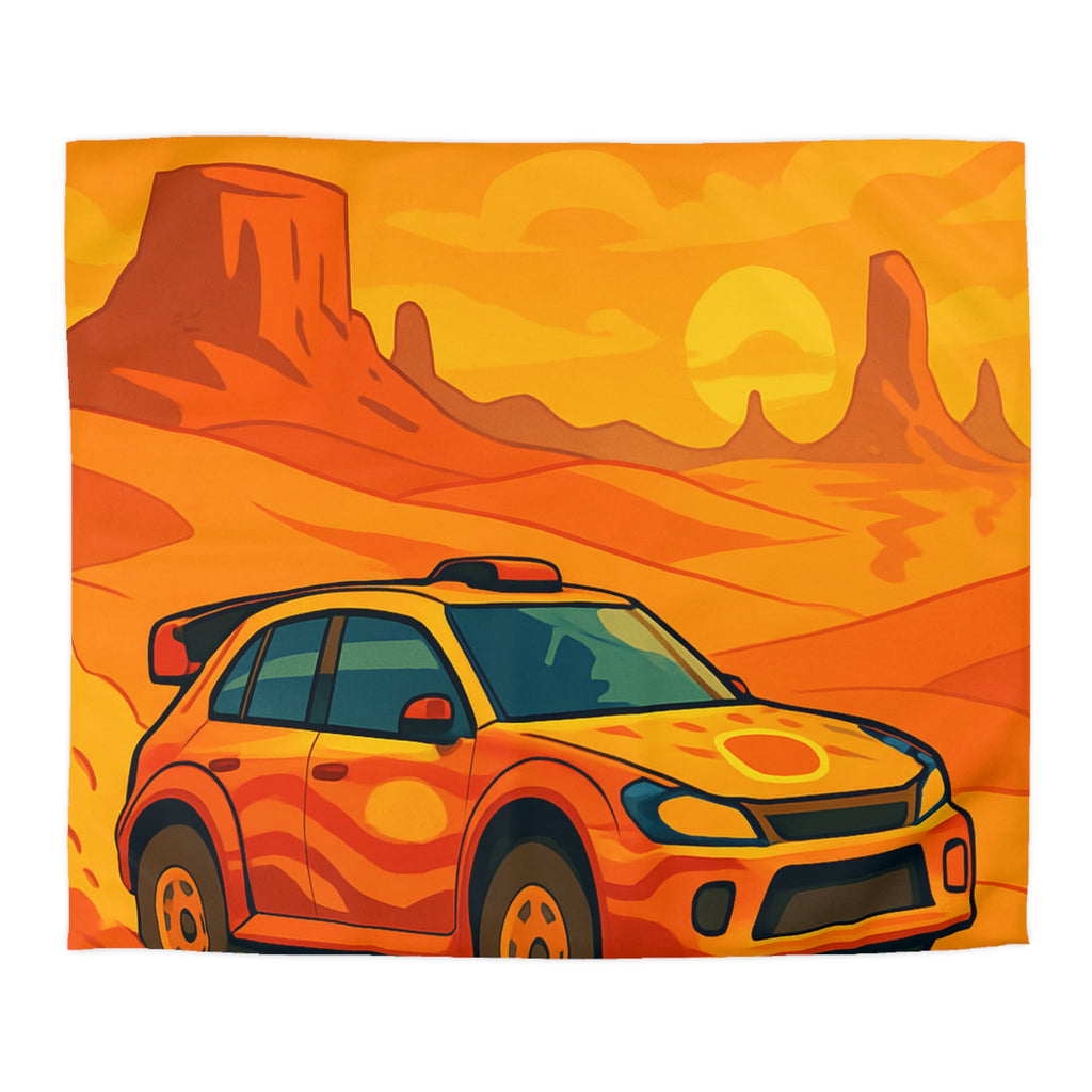 Housse de couette voiture dynamique désert orange ambiance aventure chaleur intense