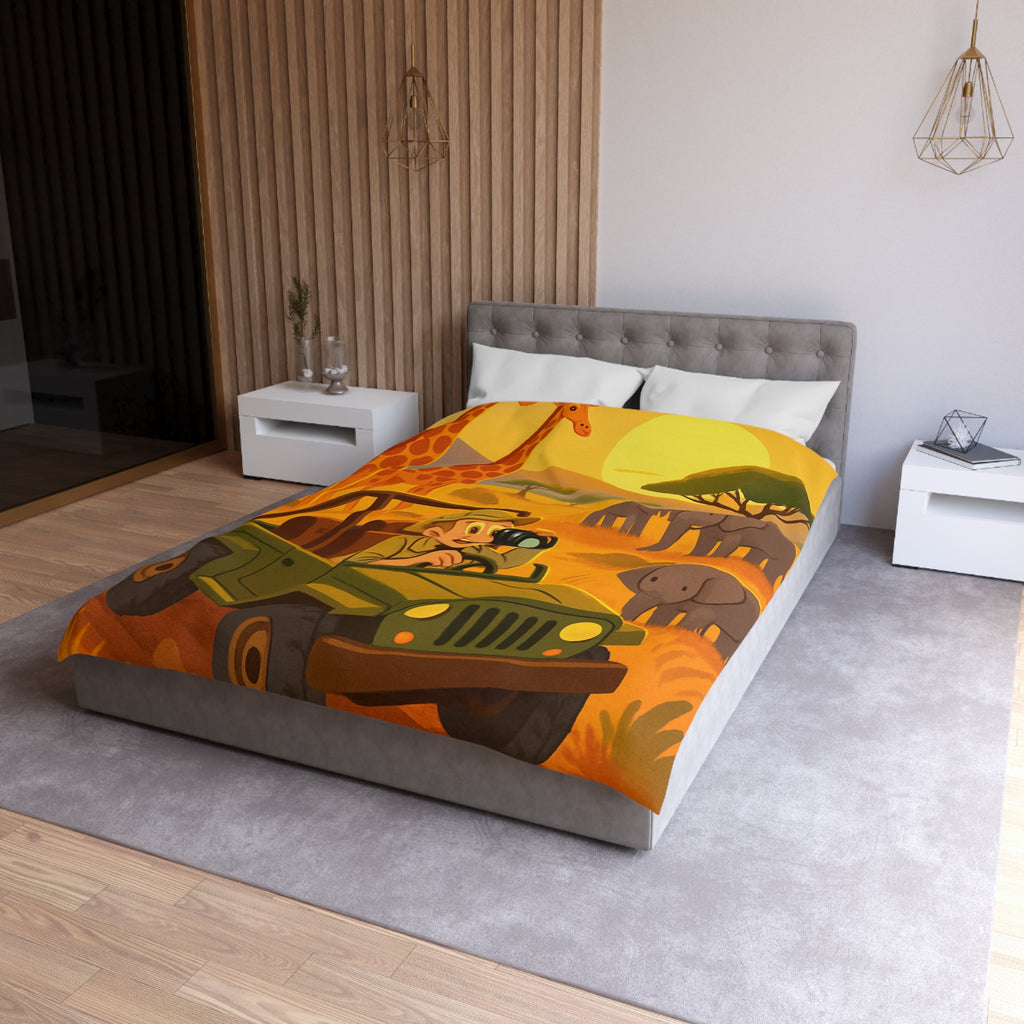 Housse de Couette Safari avec Animaux et Paysage Africain pour Chambre Enfant Aventure