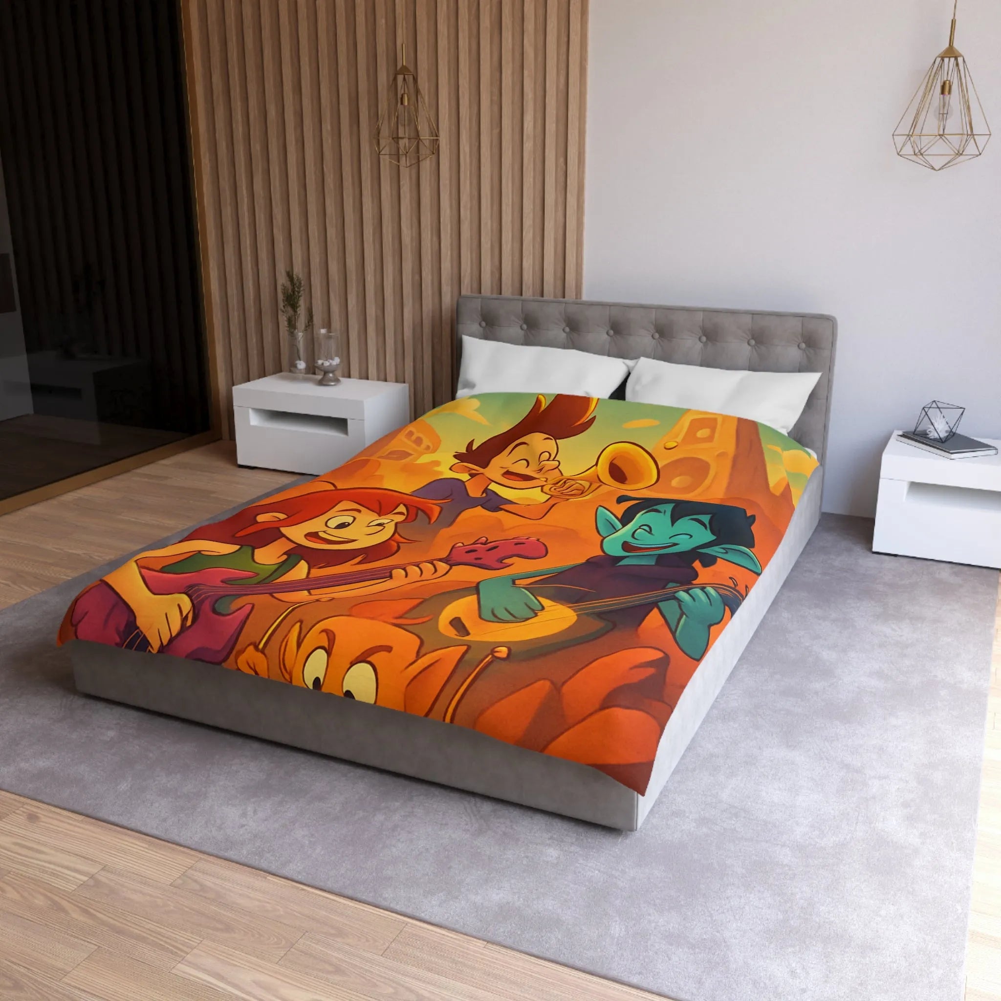 Housse de Couette avec Illustrations Musicales Fantaisistes pour Enfants et Adolescents Colorée