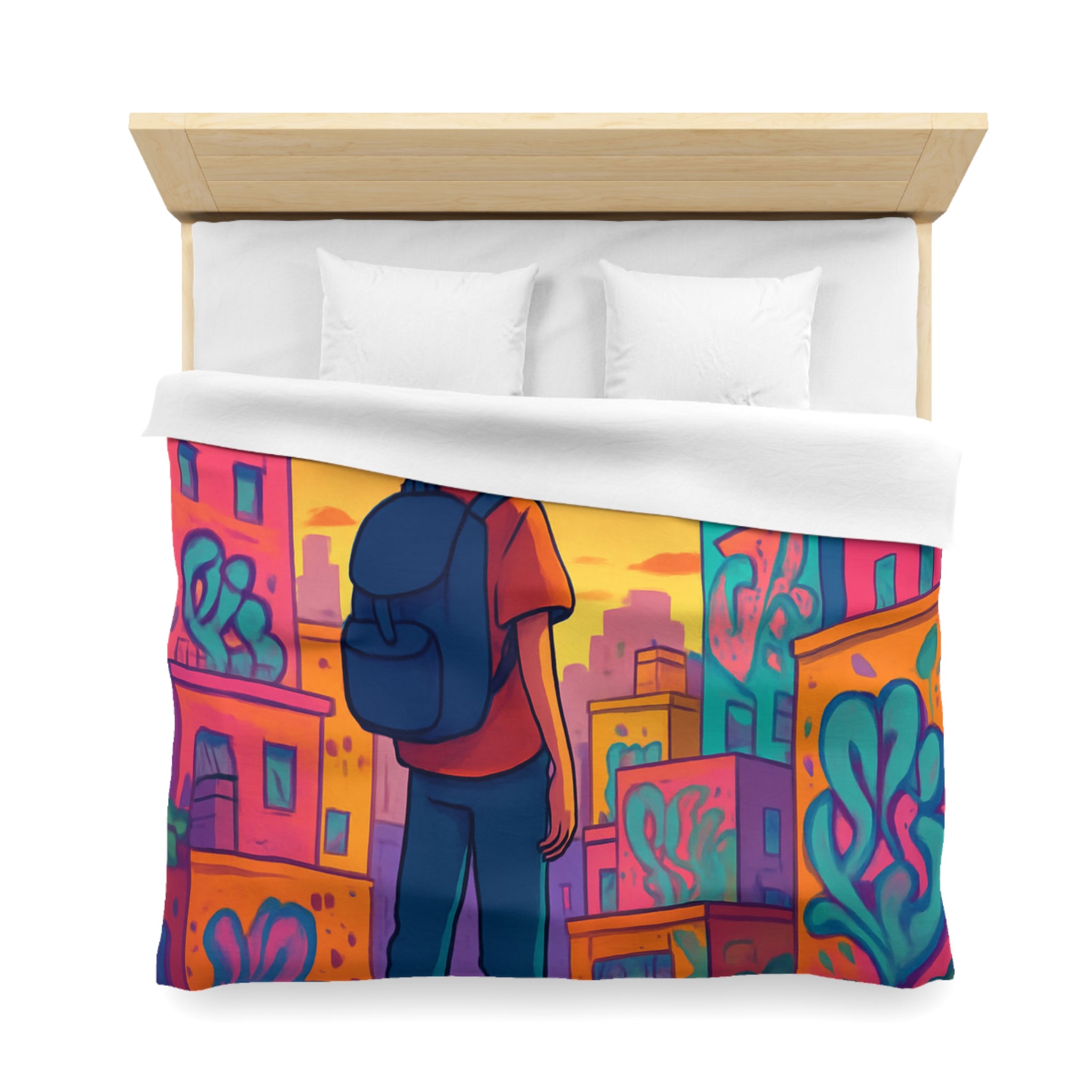Housse de Couette Microfibre Design Artistique Moderne Décoration Chambre Confort Premium