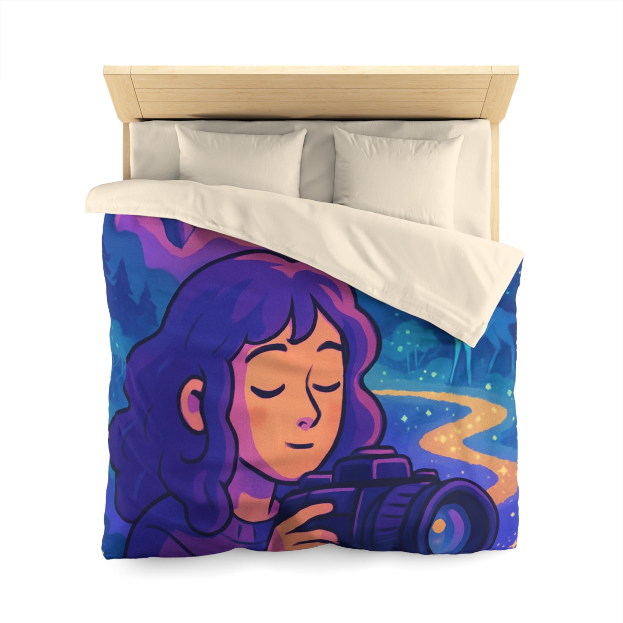 Housse de Couette Mystique avec Paysage Onirique et Envolée de Montagnes Flottantes