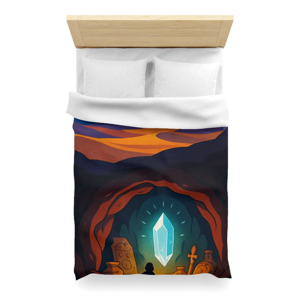 Housse de couette avec paysage nocturne et cristal lumineux dans une grotte mystérieuse