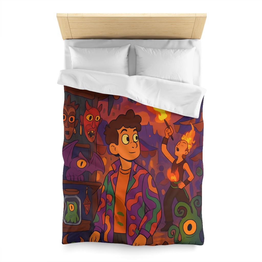 Housse de couette pour chambre enfants avec créatures mystiques et ambiance nocturne illustrée