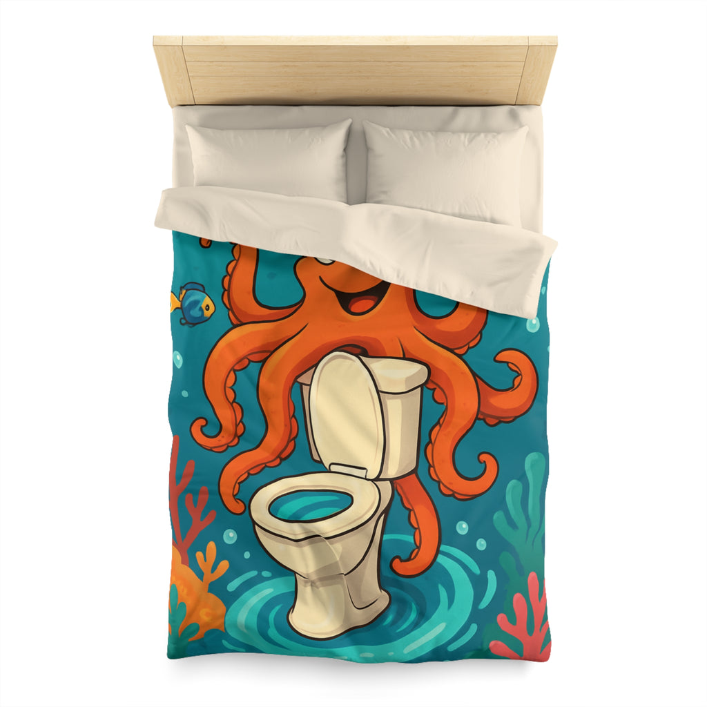 Housse de Couette Thème Marin avec Poulpe Joyeux et WC Tourbillonnant