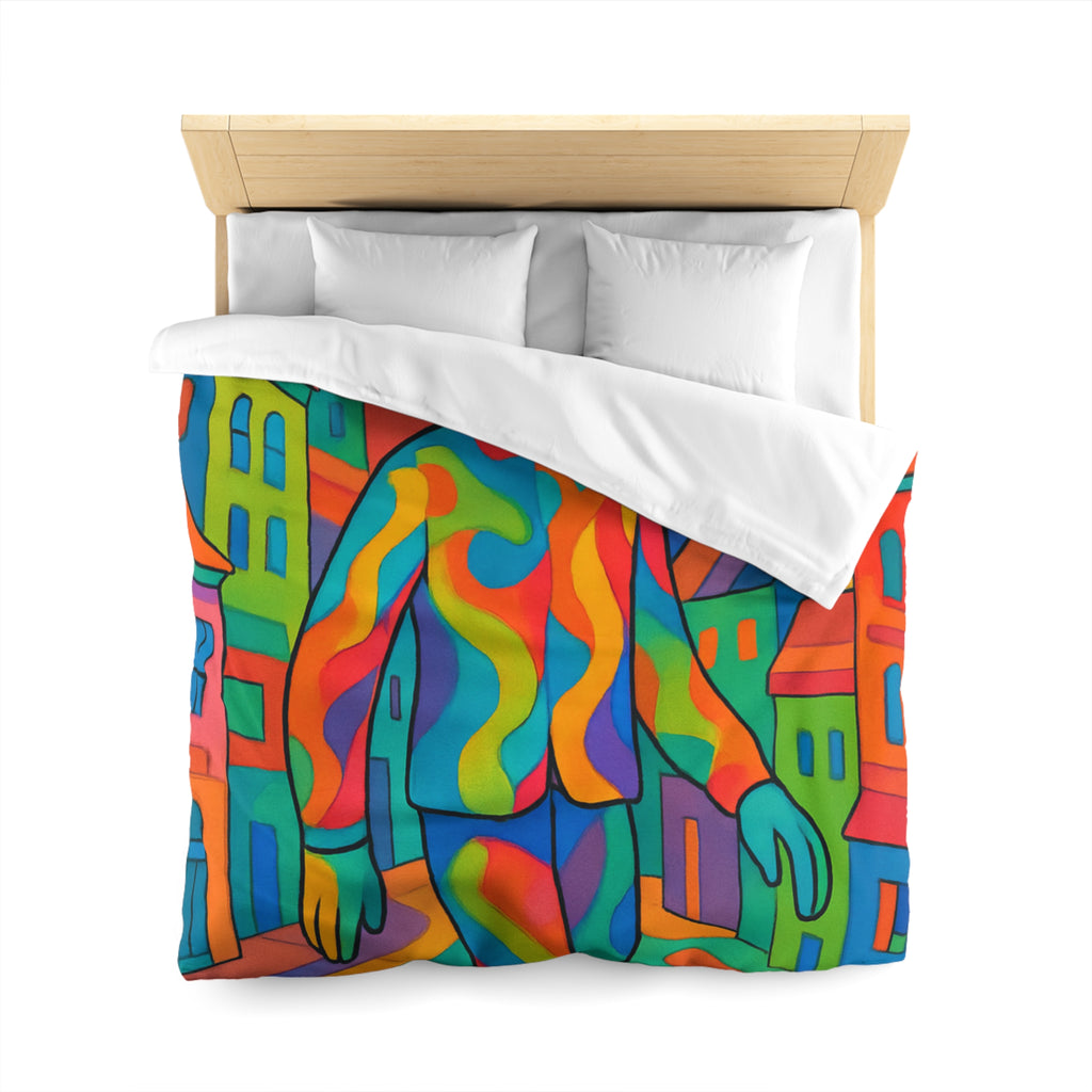 Housse de Couette Microfibre Motif Créatif Original Style Contemporain Chambre Élégante