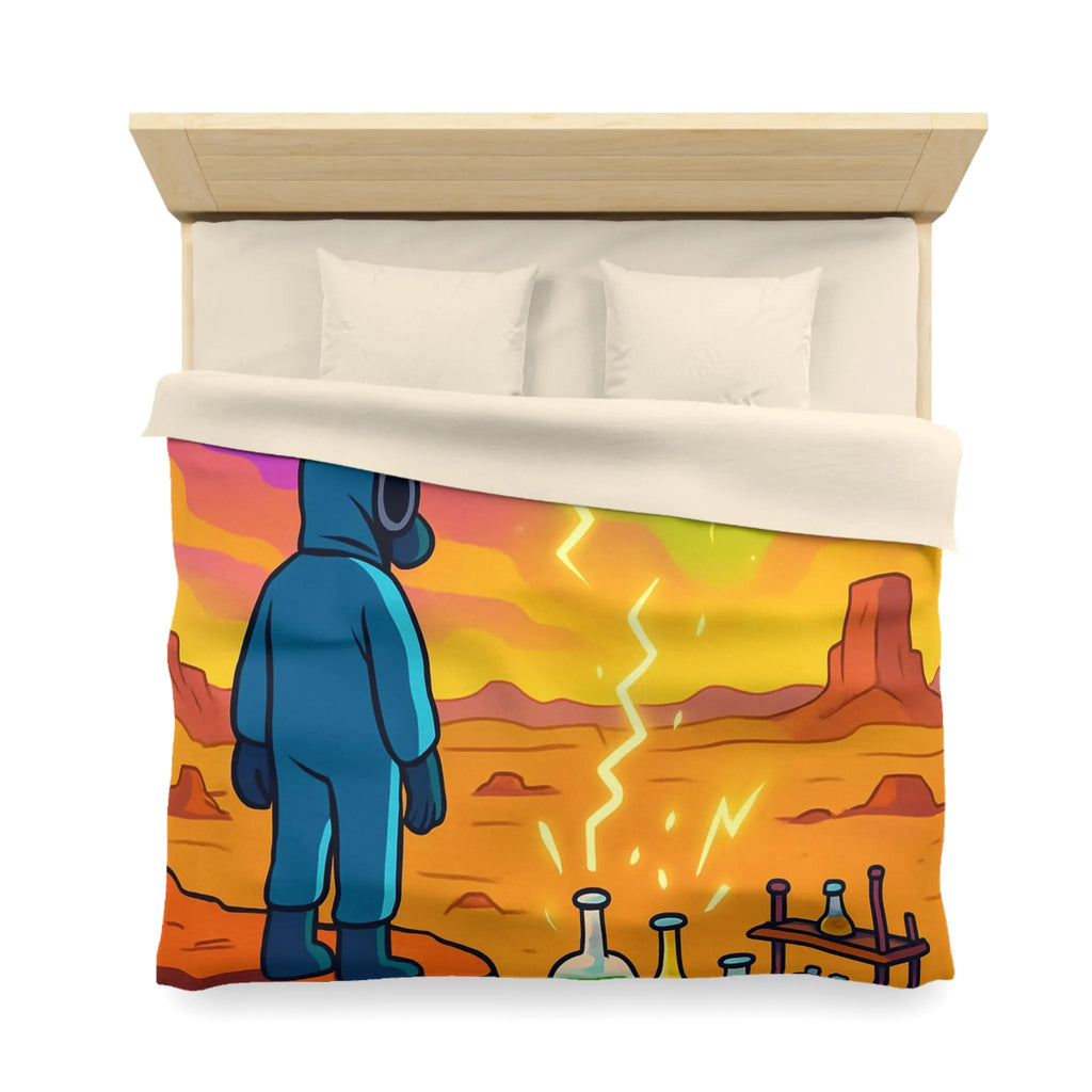 Housse de couette ciel extraterrestre arc-en-ciel avec scientifique et installations chimiques