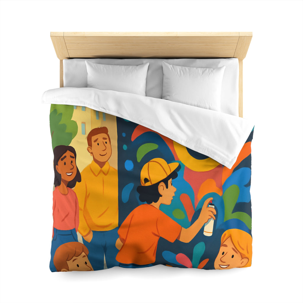 Housse de Couette Microfibre Design Artistique Moderne Décoration Chambre Confort Premium