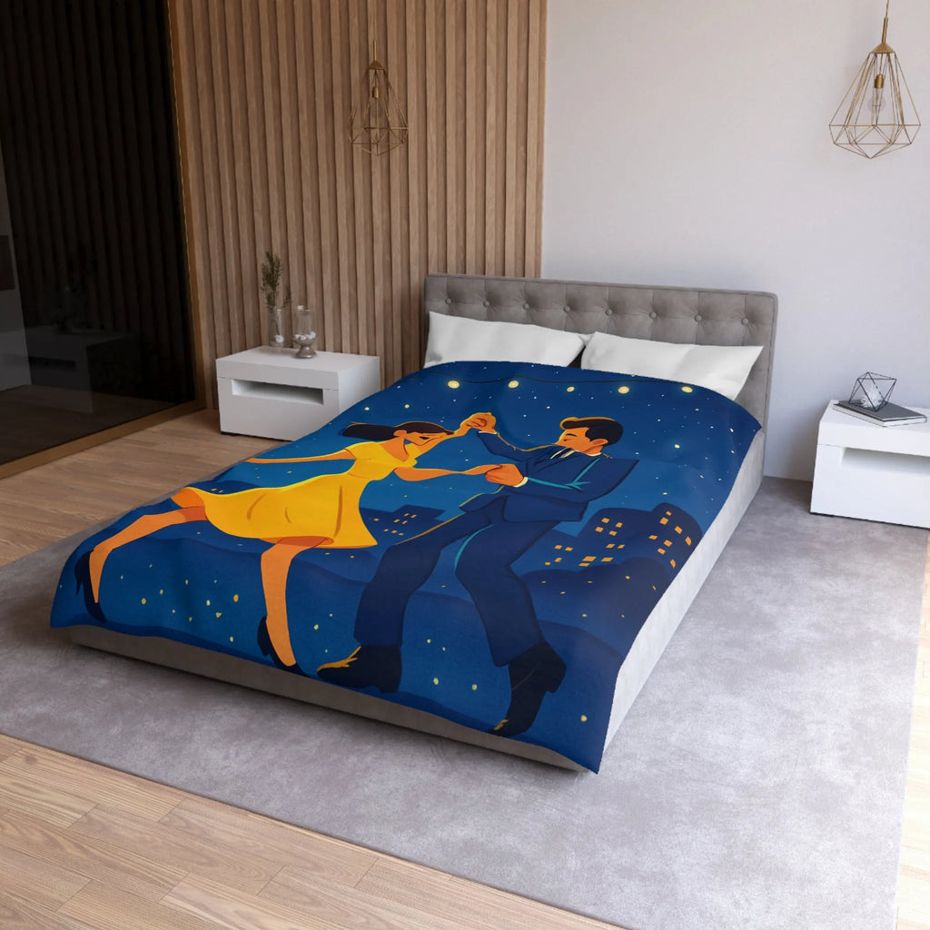 Housse de Couette Étoilée avec Couple Dansant en Soirée Ville Style Vintage