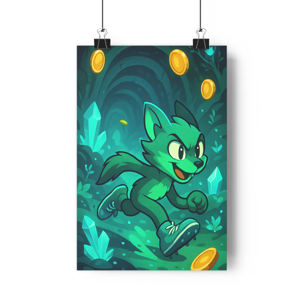 Poster décoratif aventure créature verte bleu animé mystique chambre salon bureau magie intrigante immersive