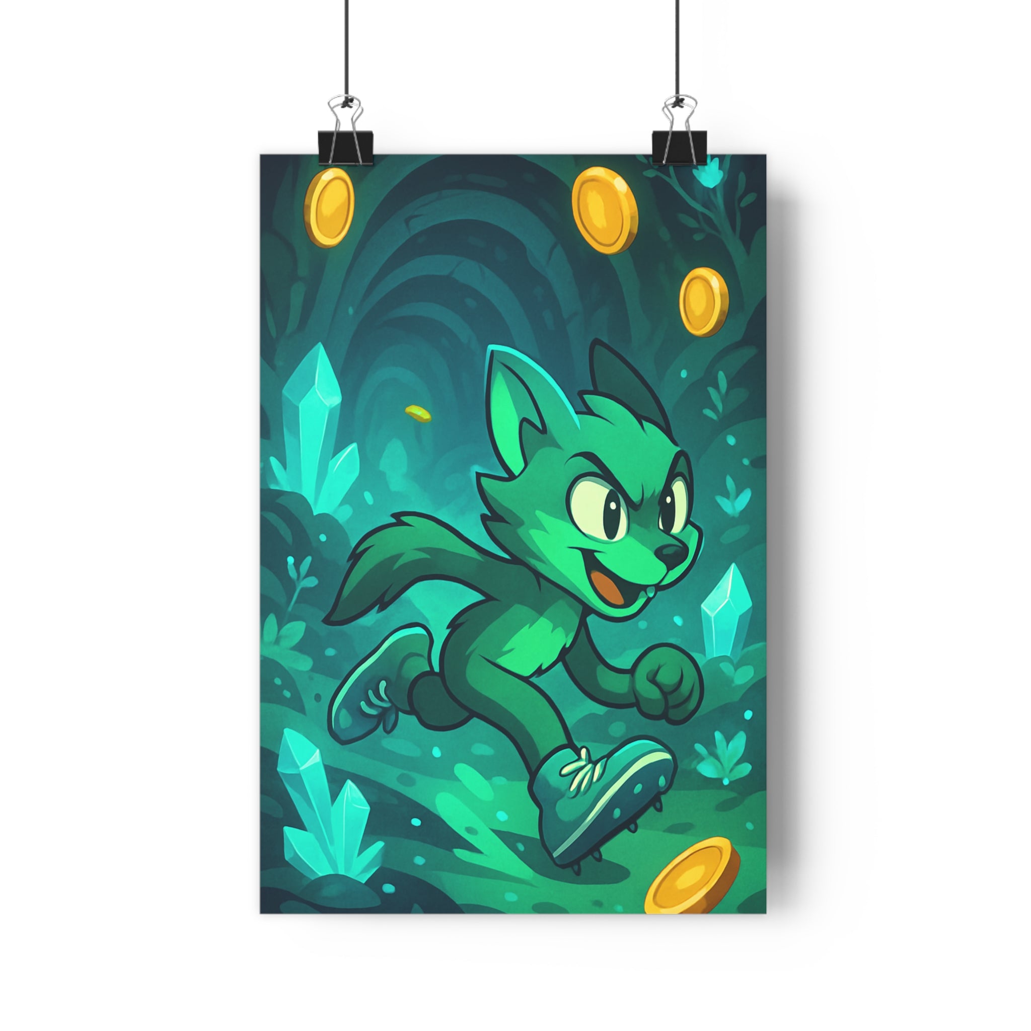 Poster décoratif aventure créature verte bleu animé mystique chambre salon bureau magie intrigante immersive