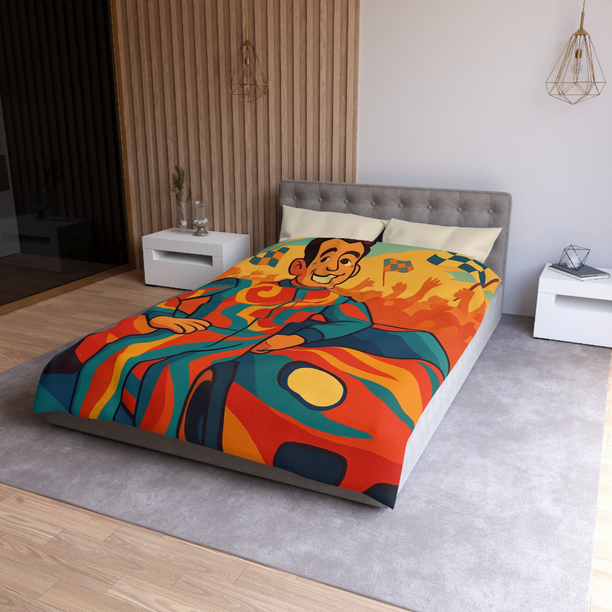 Housse de Couette Microfibre Illustration Unique Design Moderne Décoration Intérieure Raffinée