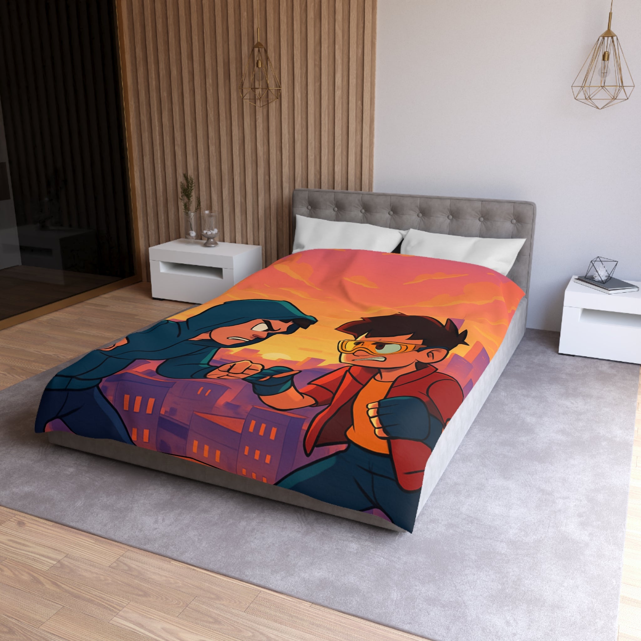 Housse de Couette Microfibre Design Artistique Moderne Décoration Chambre Confort Premium