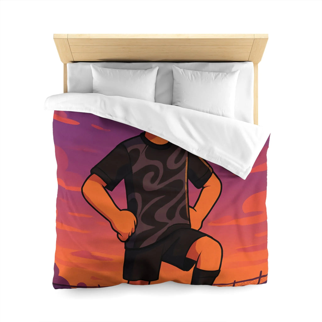 Housse De Couette Enfant Avec Illustration Inspirante Joueur De Football Au Coucher Du Soleil