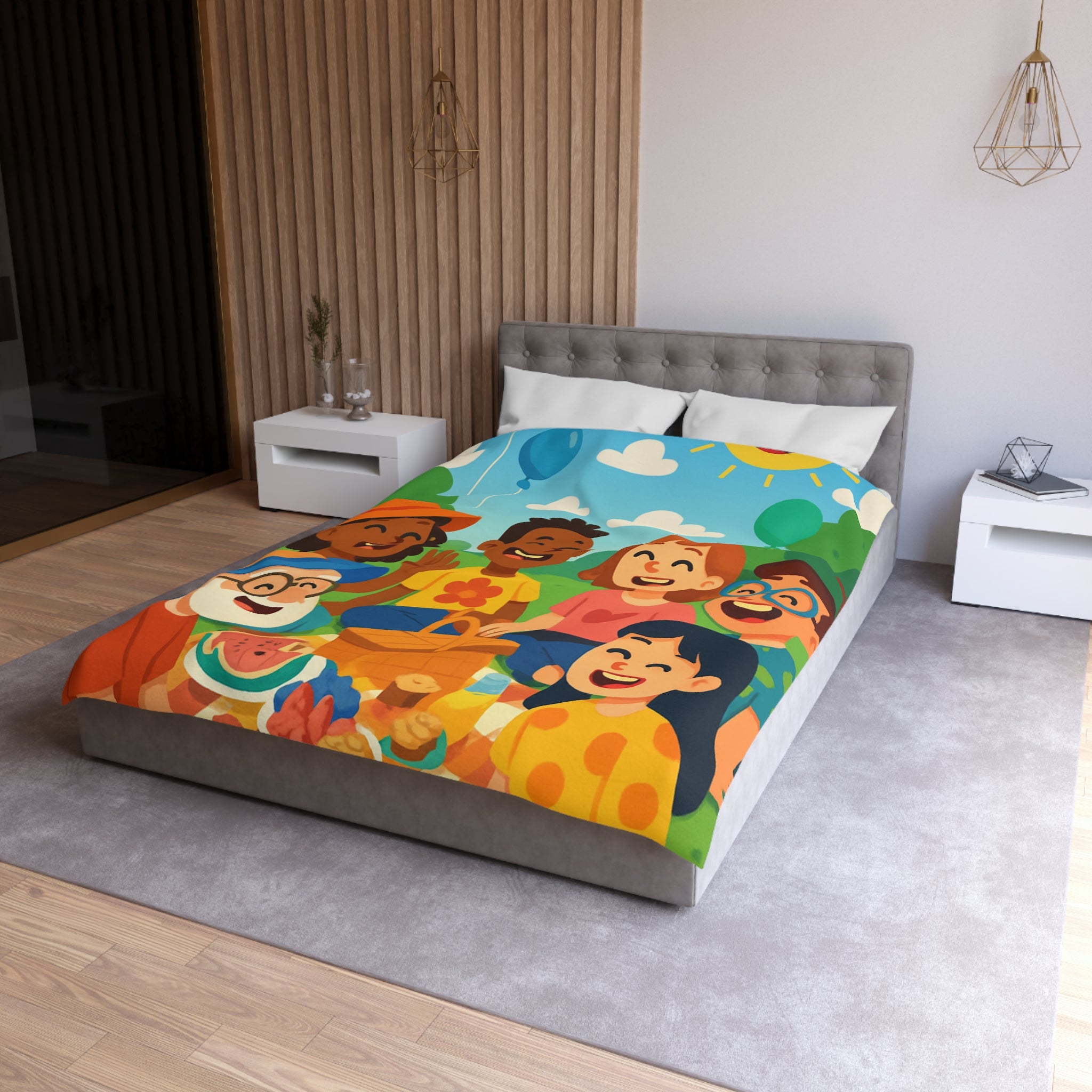 Housse de Couette Microfibre Illustration Unique Design Moderne Décoration Intérieure Raffinée