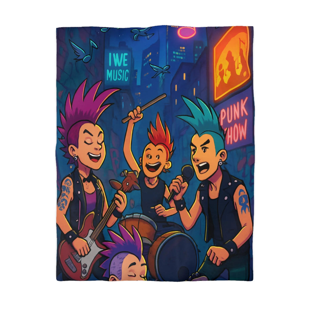 Housse de couette colorée avec design musical punk pour chambre moderne et énergique