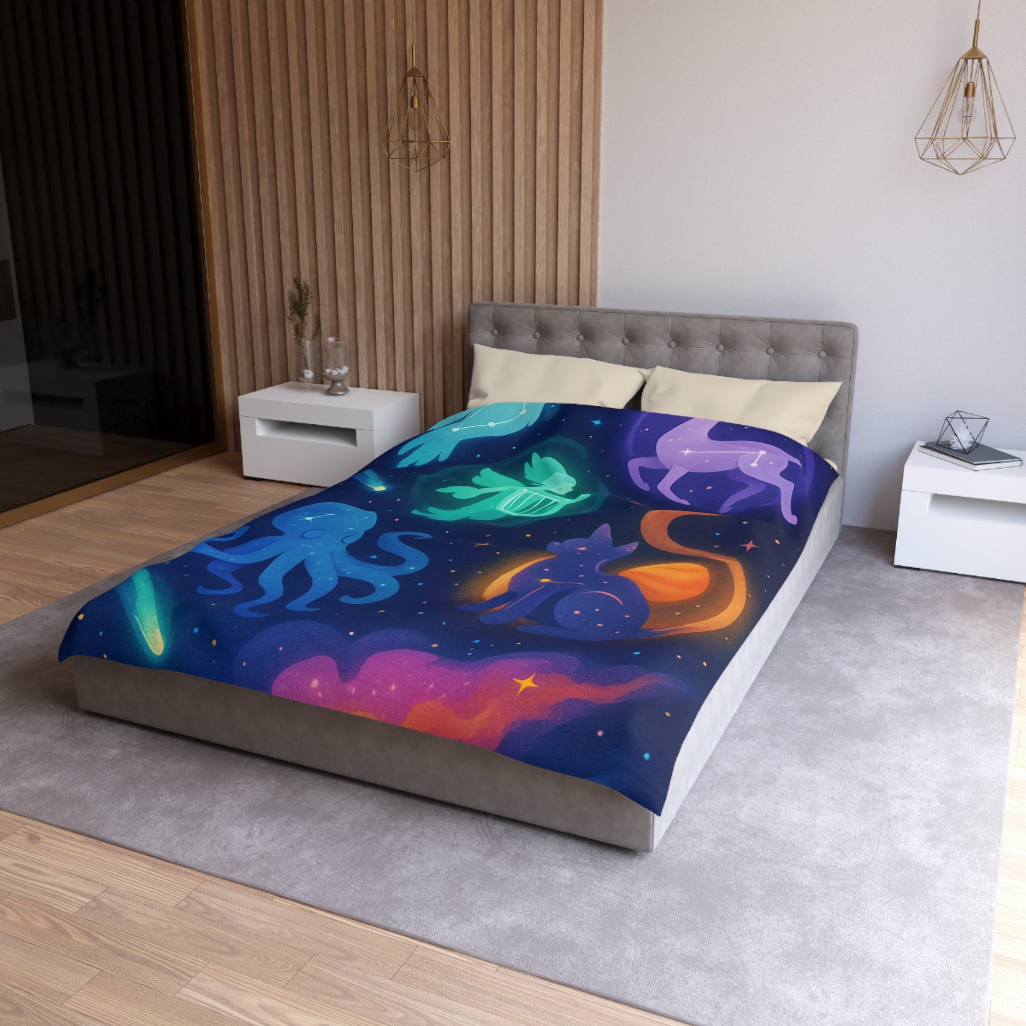 Housse de Couette Microfibre Design Artistique Moderne Décoration Chambre Confort Premium