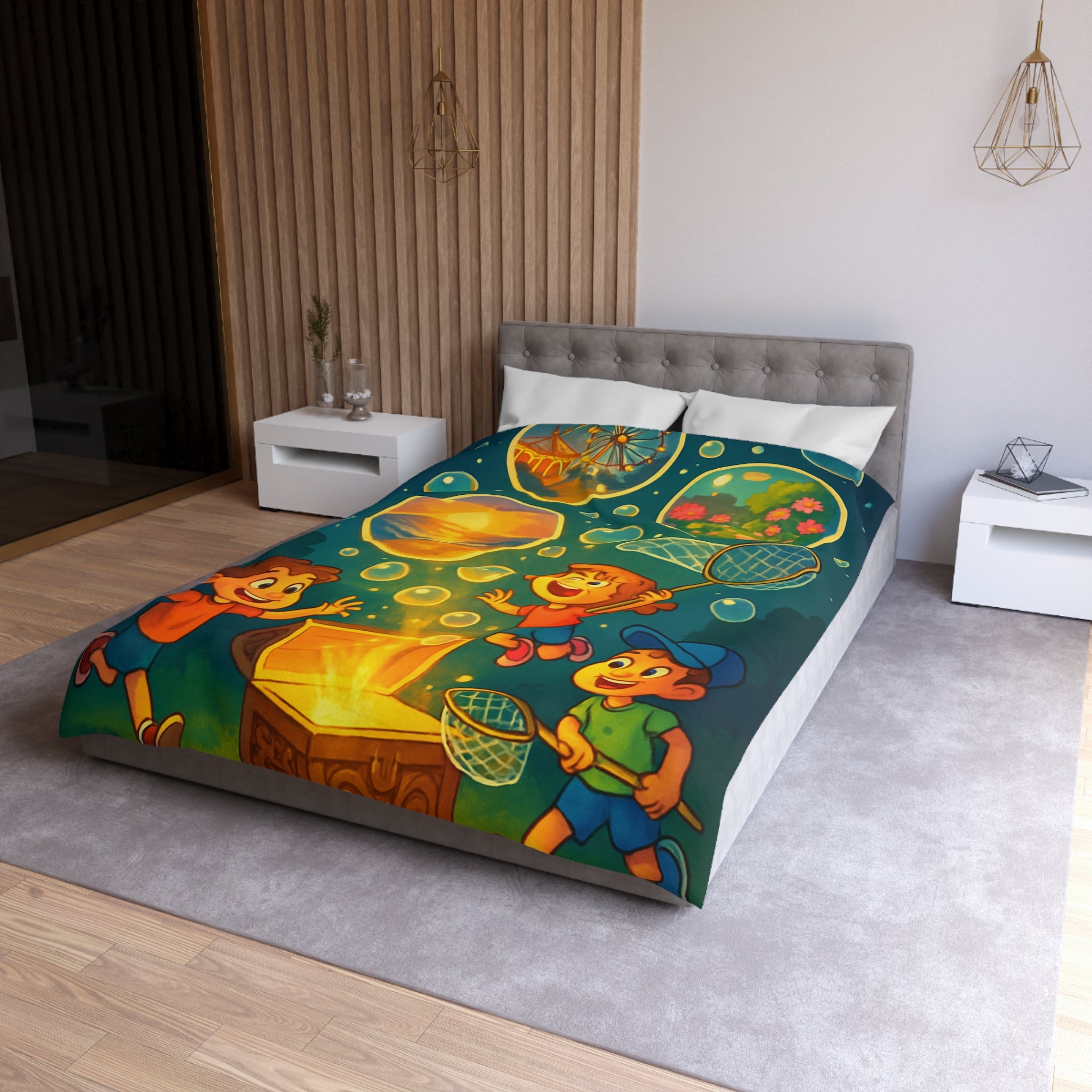 Housse de Couette Microfibre Motif Créatif Original Style Contemporain Chambre Élégante