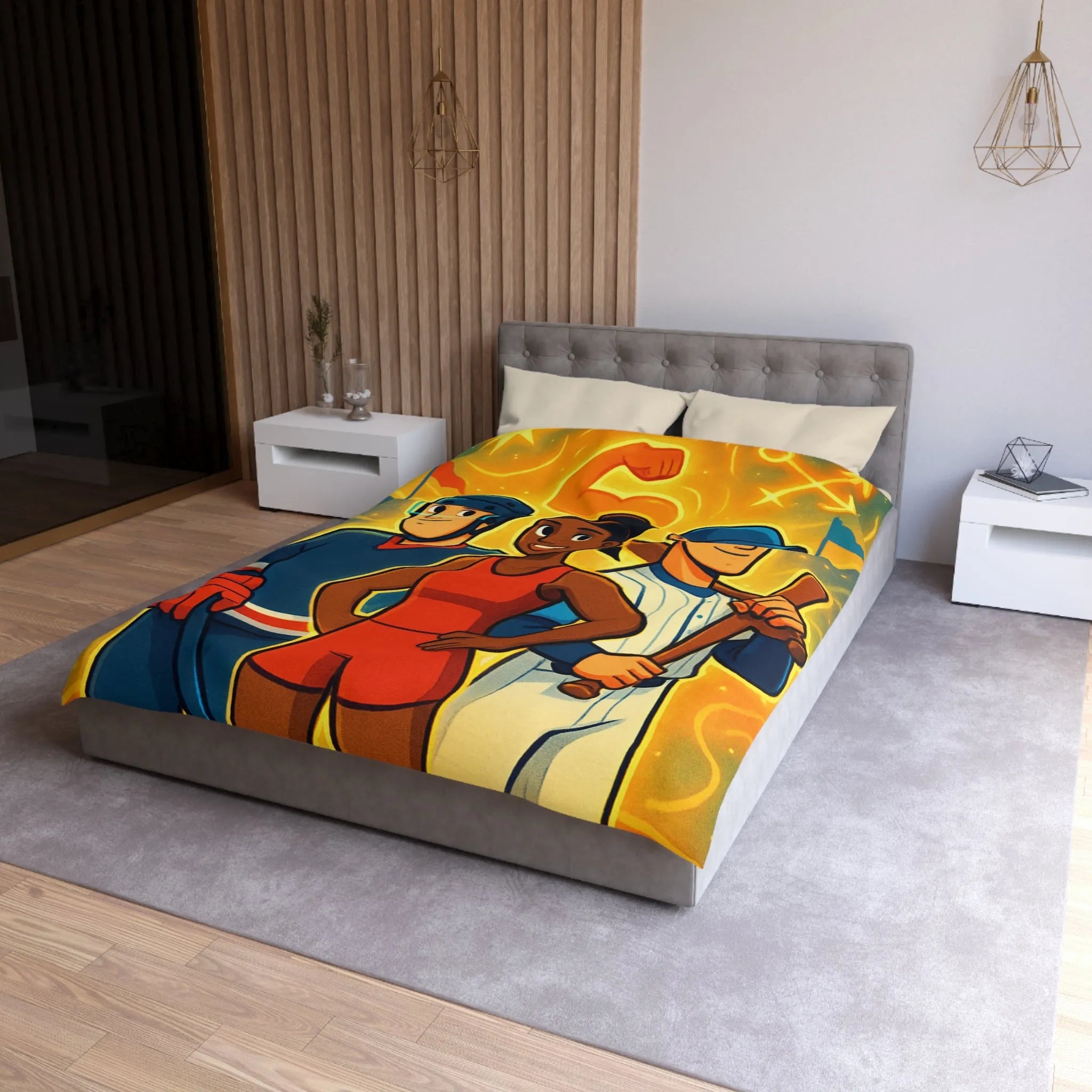 Housse de Couette Dynamique pour Enfants Inspirée par Sports avec Énergie et Couleurs Vives