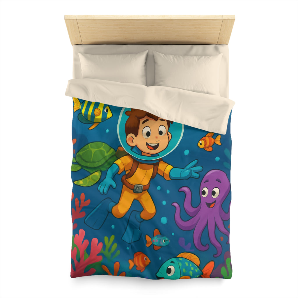 Housse de couette sous-marine avec des animaux marins colorés pour chambre d'enfant joyeuse