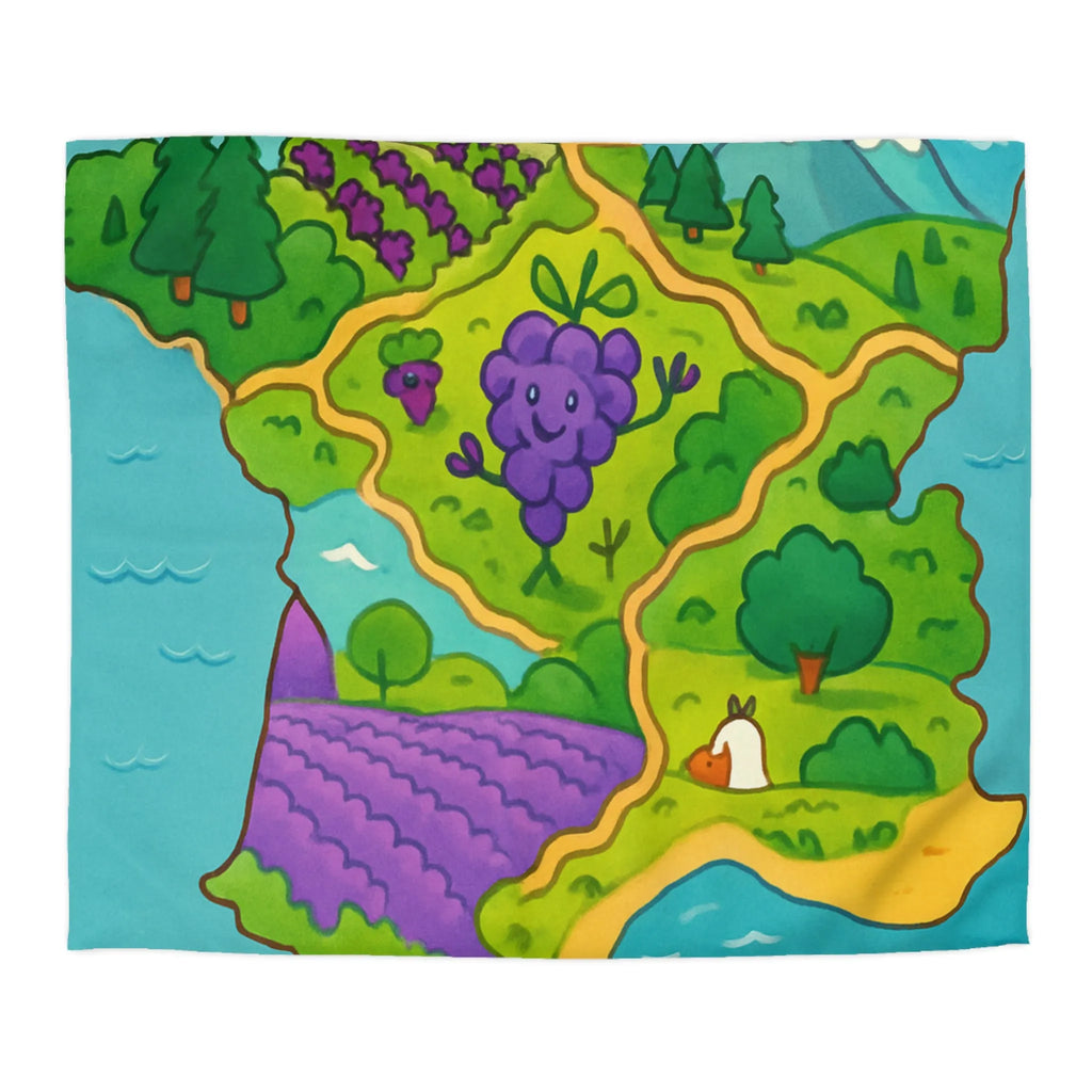 Carte colorée de France illustrée avec paysage ensoleillé et animaux adorables