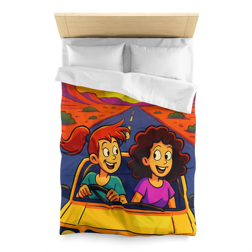 Housse de couette lumineuse pour enfants avec coucher de soleil animé en voiture joyeuse