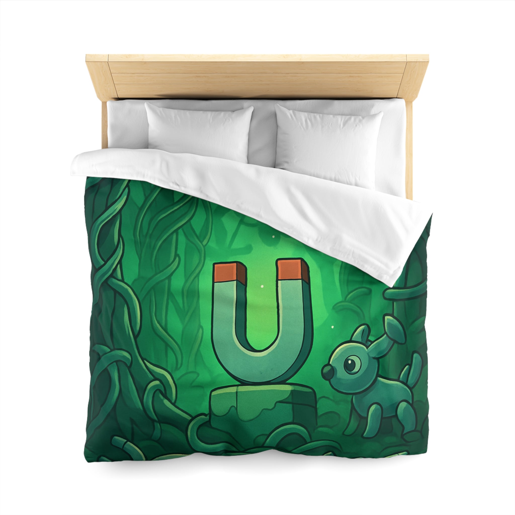 Housse de couette verte forêt magnétique animaux déco pour chambre enfants imaginative