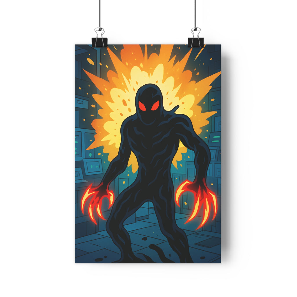 Poster décoratif sciencefiction silhouette noir rouge jaune énergique salon chambre moderne intense unique qualité