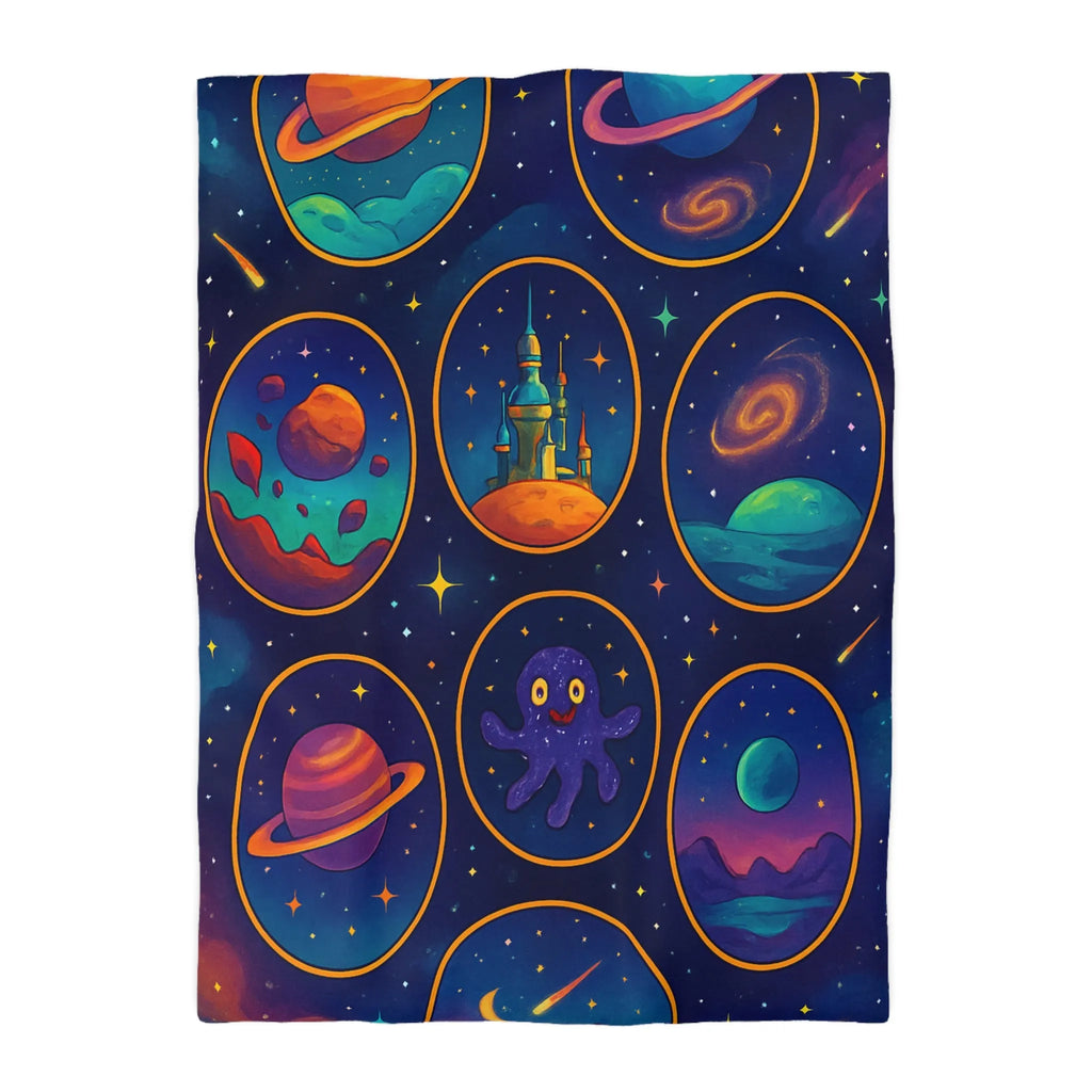 Housse de couette colorée de l'espace avec planètes et étoiles pour chambre enfant