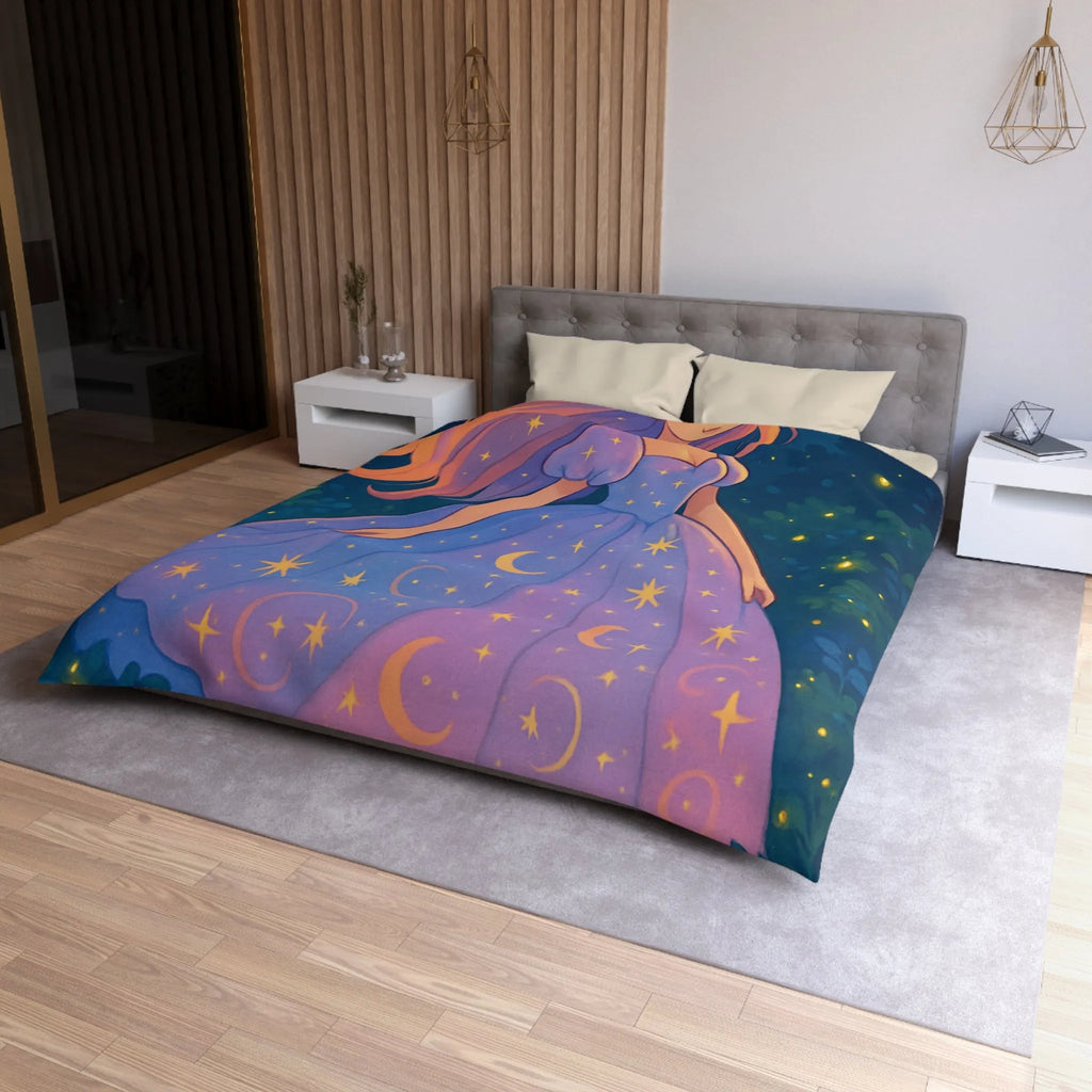 Housse de couette avec motif étoilé de princesse féerique dans la nuit enchantée