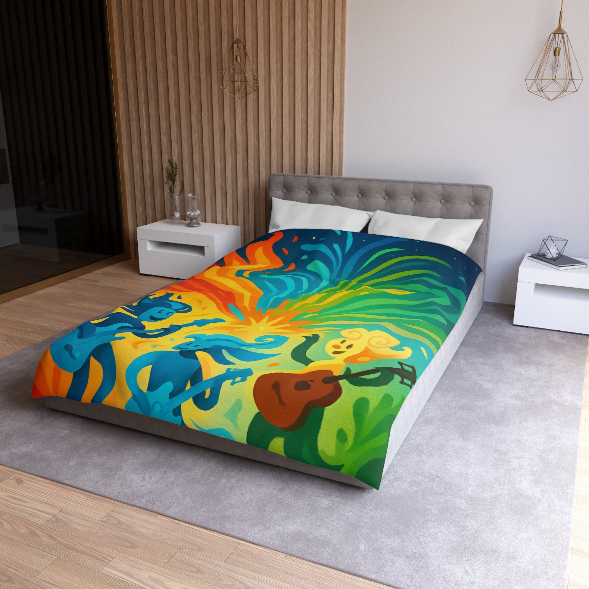 Housse de Couette Microfibre Illustration Unique Design Moderne Décoration Intérieure Raffinée