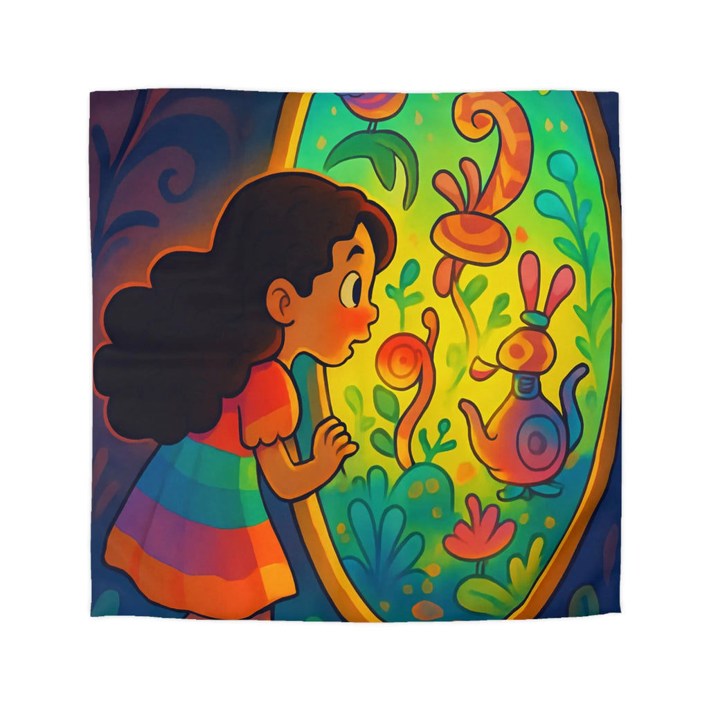 Housse de Couette Enfant Rêve Mystérieux Jardin Émerveillé Couleurs Vives Décor Imaginaire