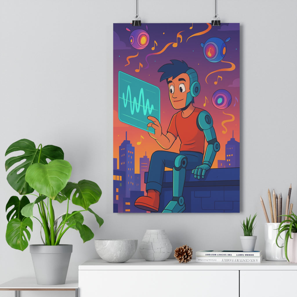 Poster décoratif futuriste violet orange turquoise anime moderne chambre bureau dynamique 30x46 cm qualité