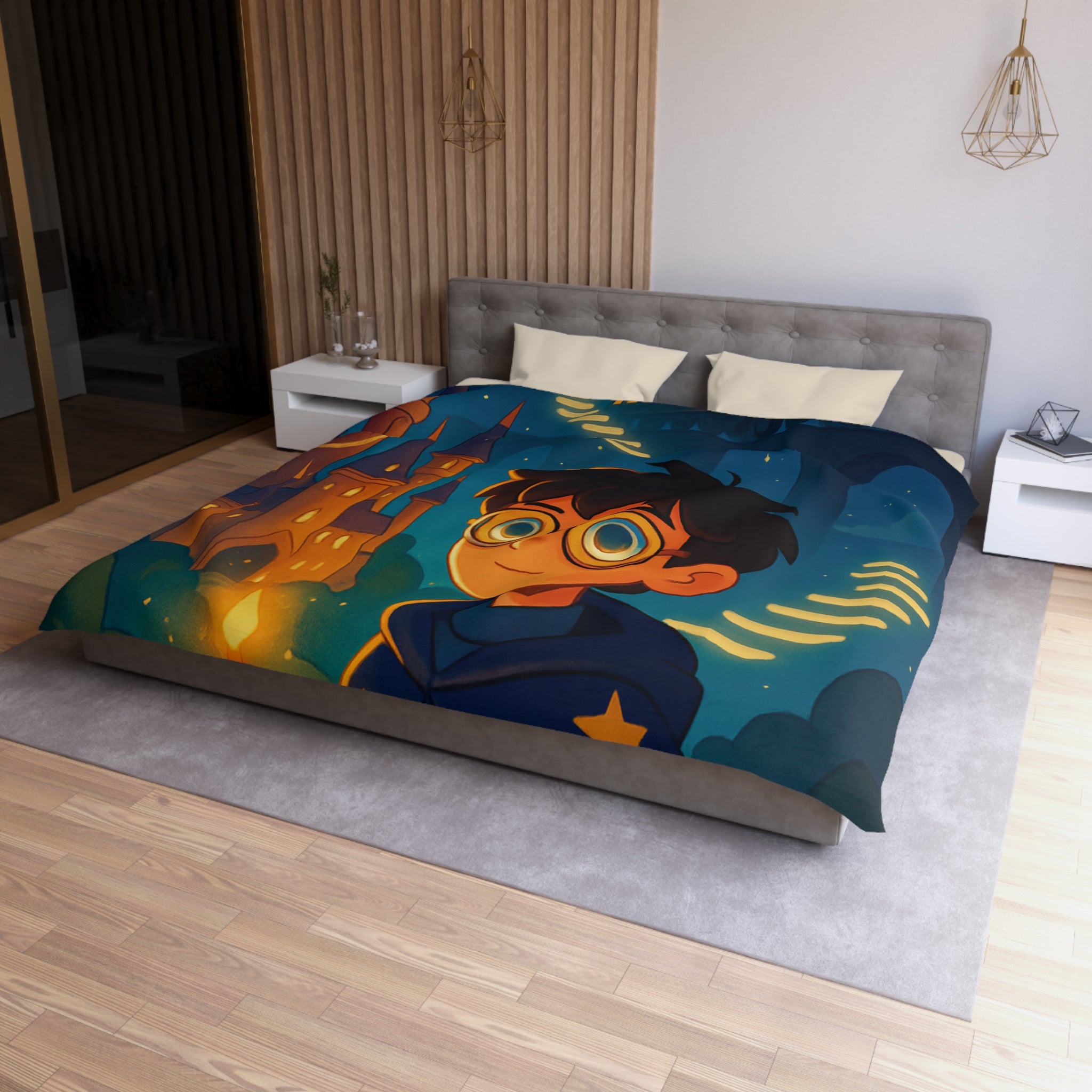 Housse de Couette Microfibre Motif Créatif Original Style Contemporain Chambre Élégante