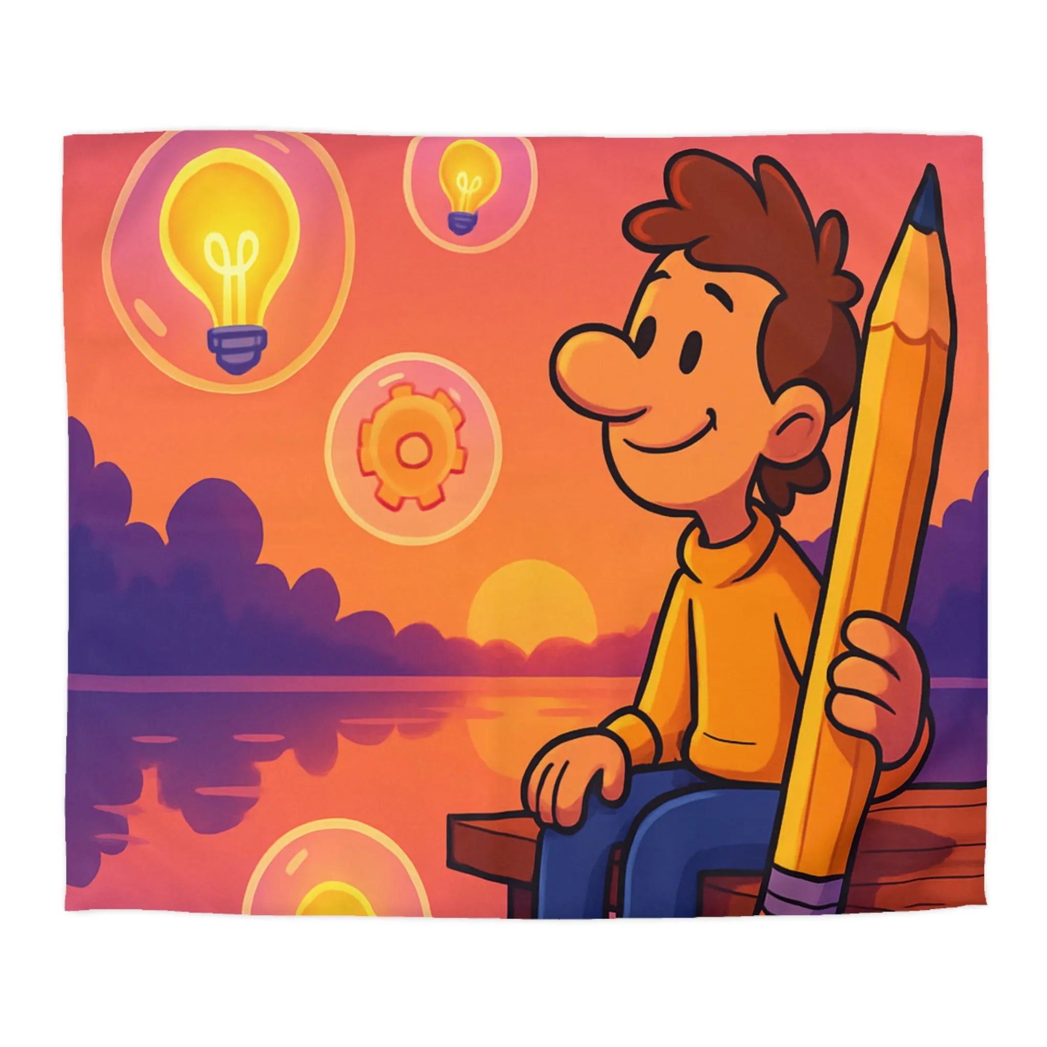 Enchantement Vespéral: Housse de Couette Créative avec Lumières et Paysage Surréaliste