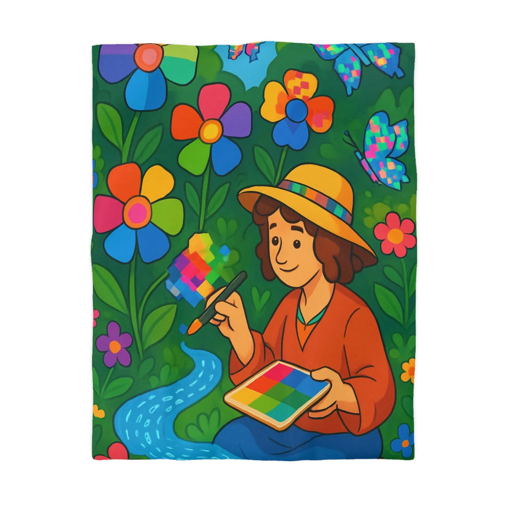 Housse de Couette Microfibre Art Graphique Contemporain Style Décoratif Chambre Tendance