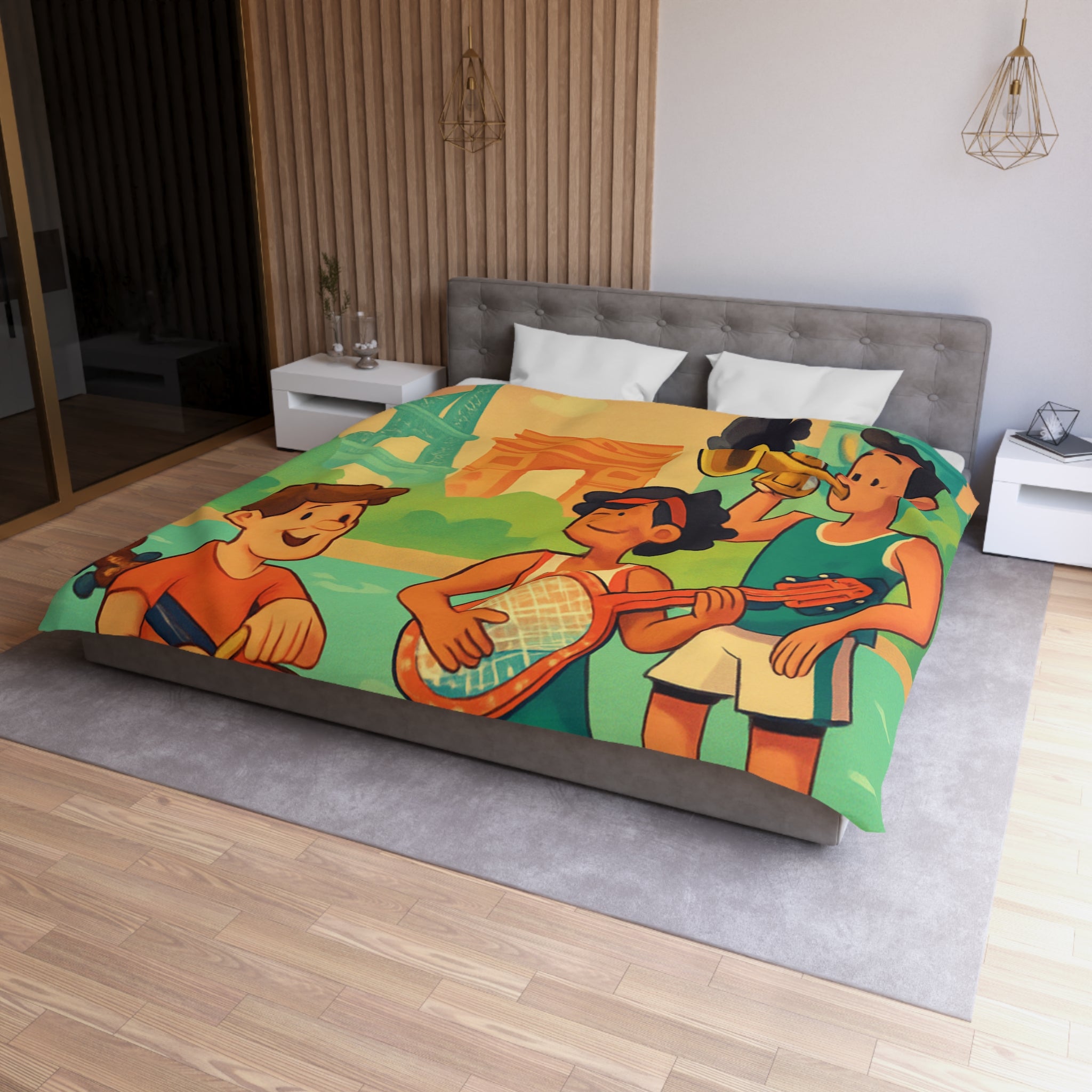 Housse de Couette Microfibre Illustration Unique Design Moderne Décoration Intérieure Raffinée