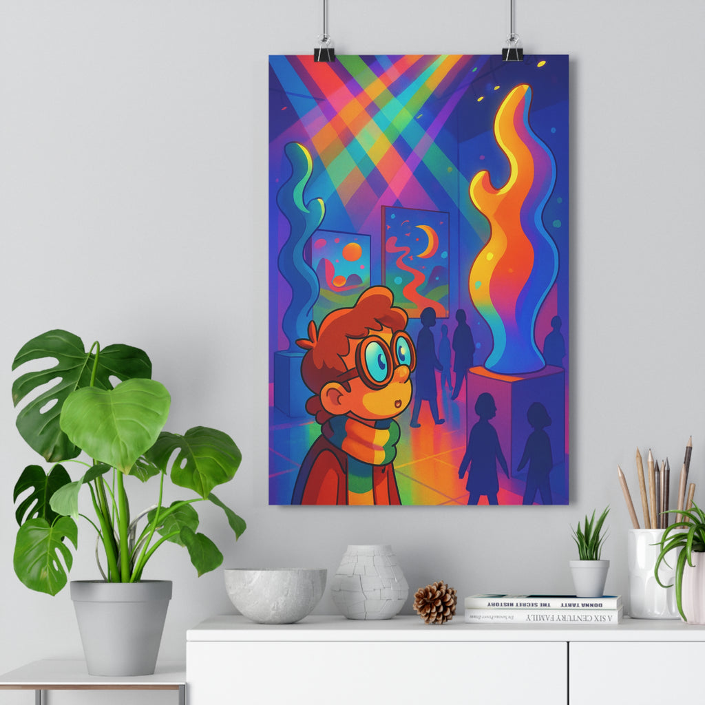 Poster décoratif artistique abstrait arcenciel vibrant contemporain salon bureau ambiance vivante imaginative créativité qualité