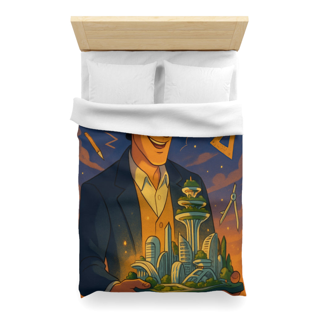 Housse de couette urbaine avec design futuriste, ambiance artistique et couleurs somptueuses