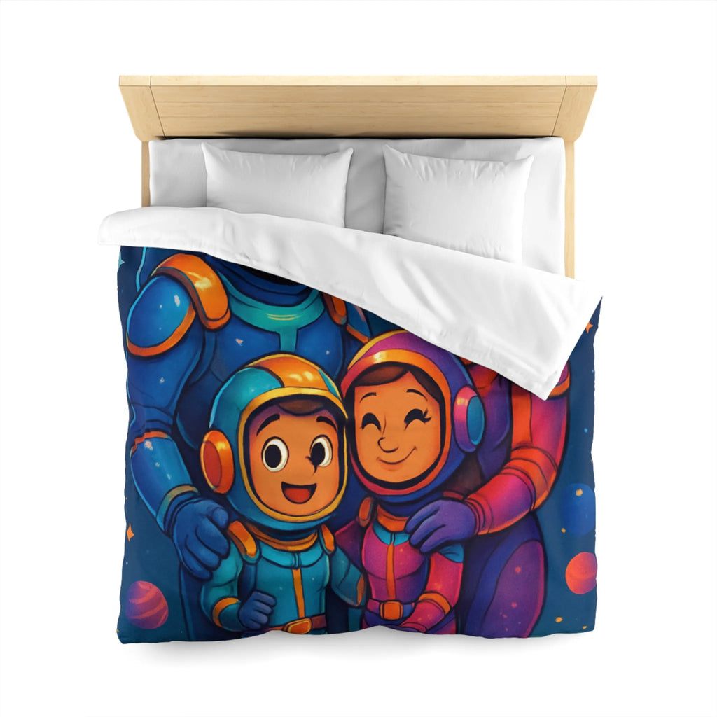 Housse de couette famille d'astronautes enfants joyeux espaces colorés pour chambre enfant