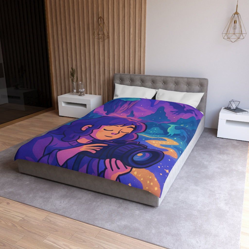 Housse de Couette Mystique avec Paysage Onirique et Envolée de Montagnes Flottantes