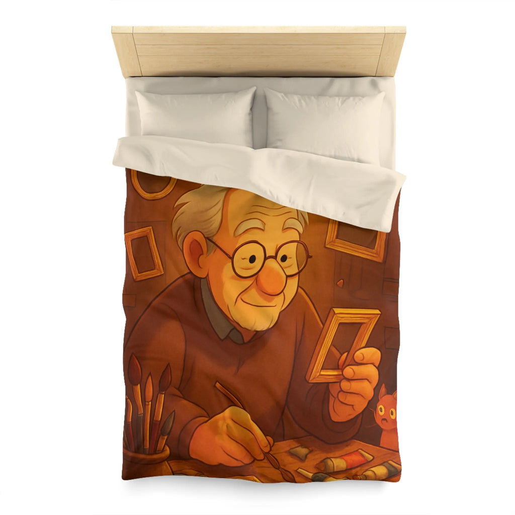 Housse de Couette Illustrée avec Artiste Peignant dans Atelier Enveloppant et Charmant