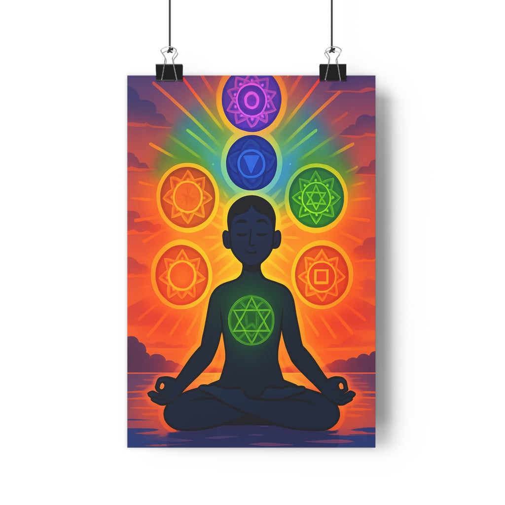 Poster décoratif méditation anime violet vert paisible énergisant yoga salon bureau harmonie qualité qualité