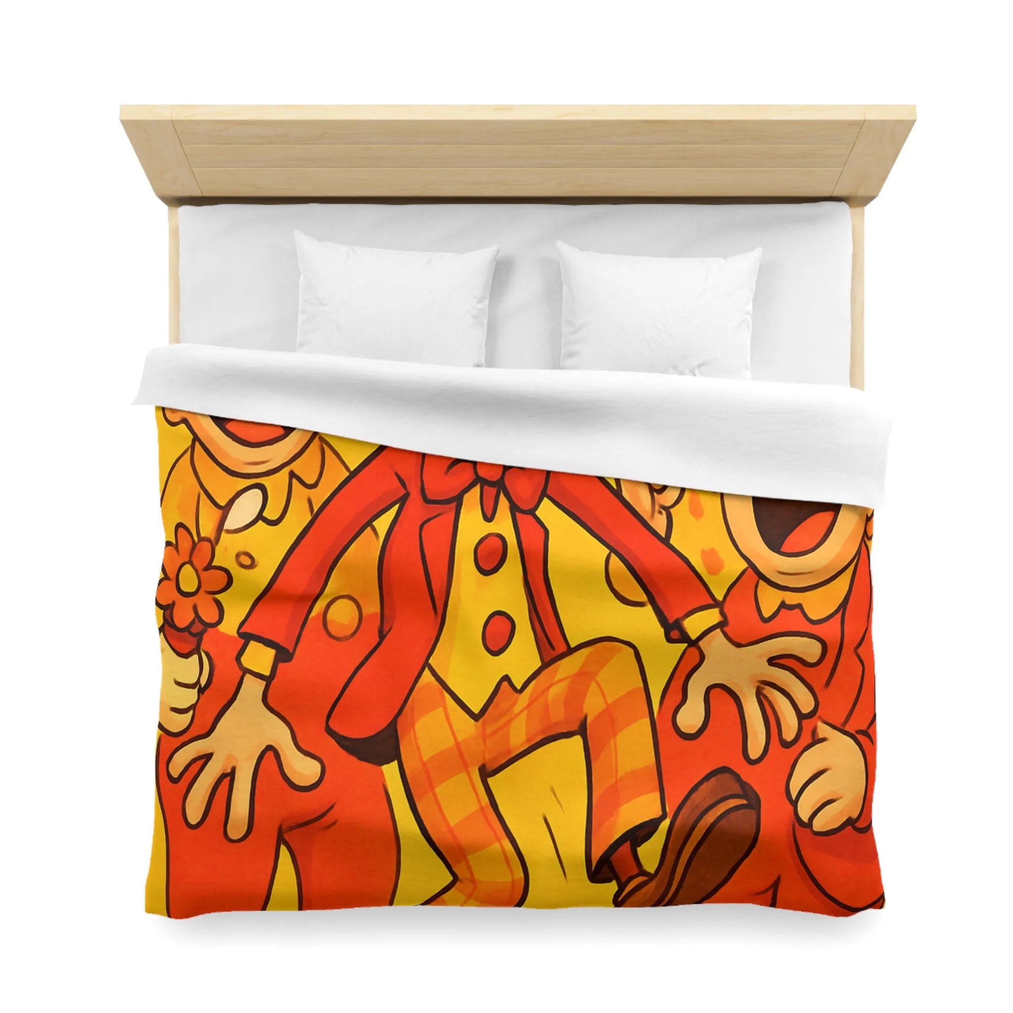 Housse de Couette Colorée avec Design Amusant de Clowns et Bananes Glissantes