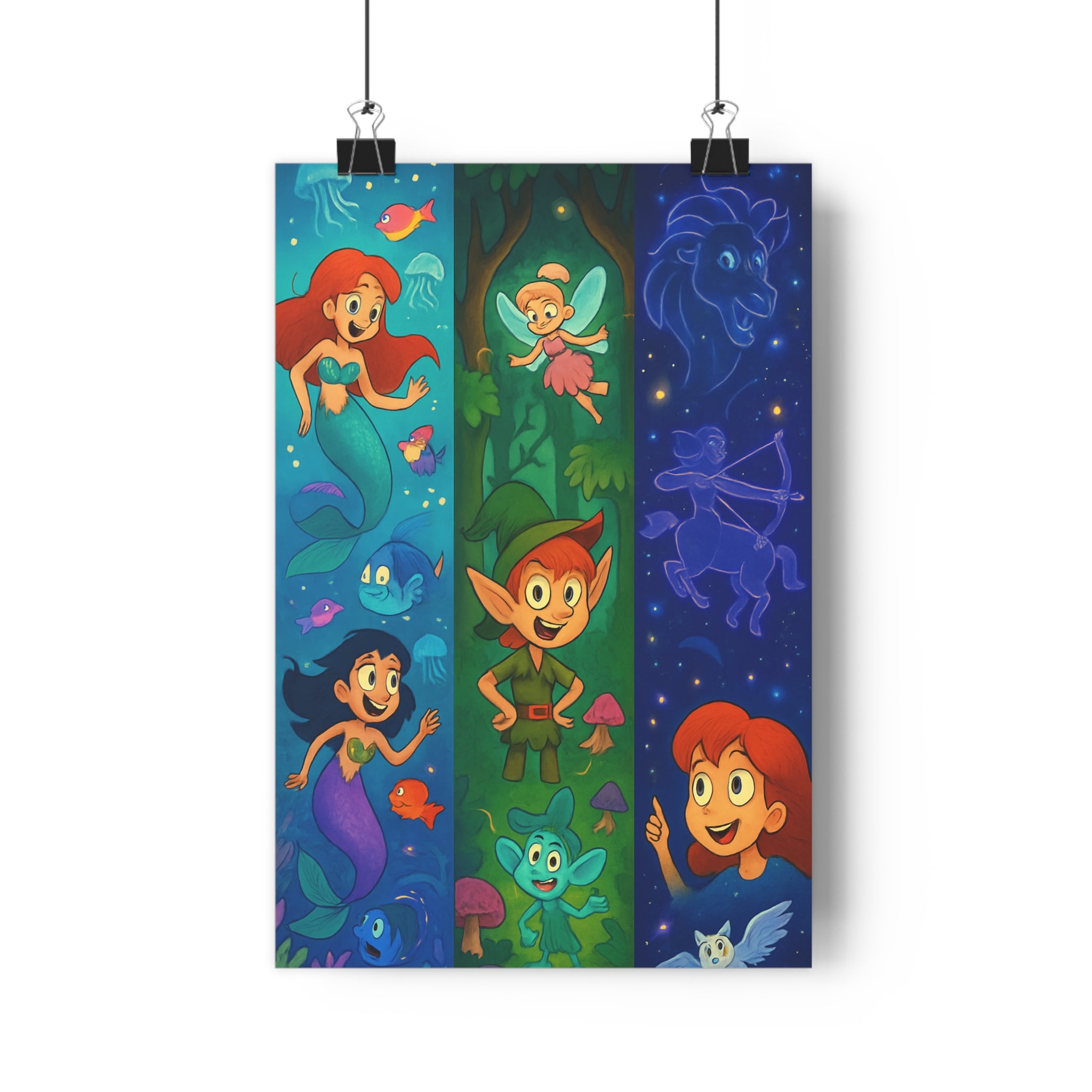 Poster décoratif fantastique coloré océan forêt enchantée mystique salon chambre enfant vibrant tendance unique