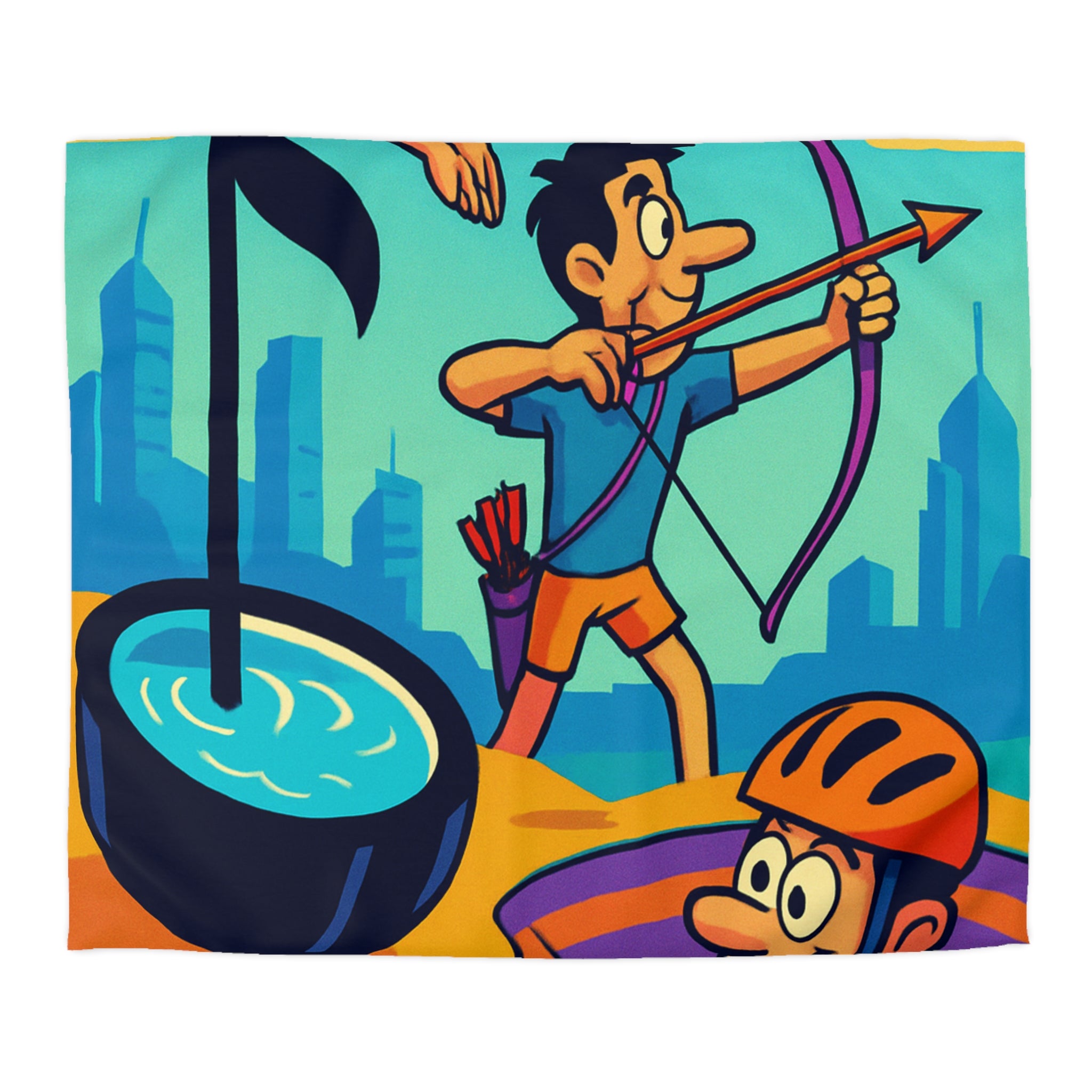 Motifs de sport colorés avec cyclisme, natation, tir à l'arc, paysage urbain