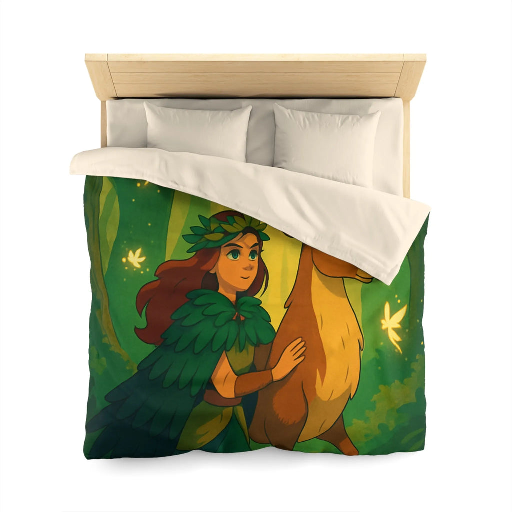 Housse de couette forestière magique avec cerf et fée pour ambiance féérique naturelle