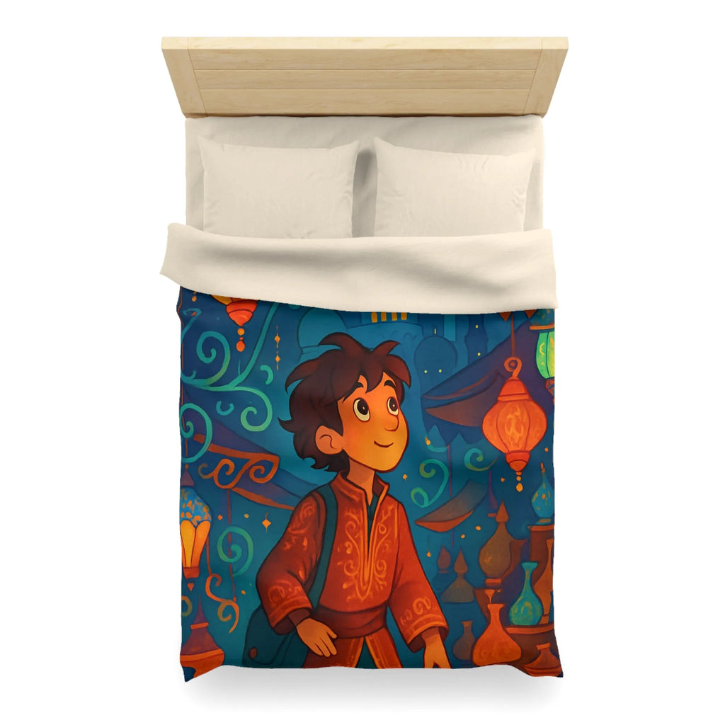 Housse de Couette Enfant : Aventure Nocturne avec Lanternes et Palais Mystiques