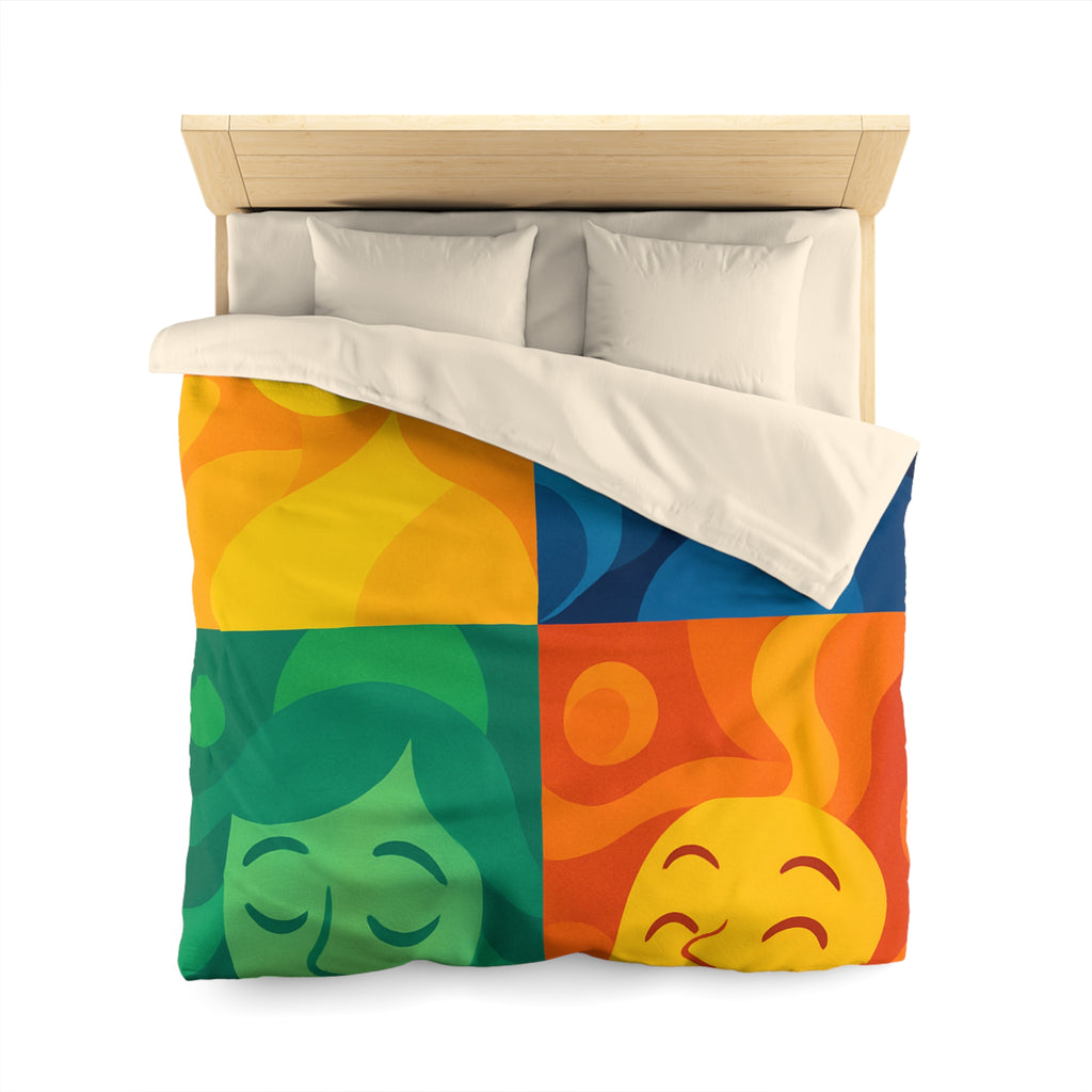 Housse de Couette Microfibre Motif Créatif Original Style Contemporain Chambre Élégante