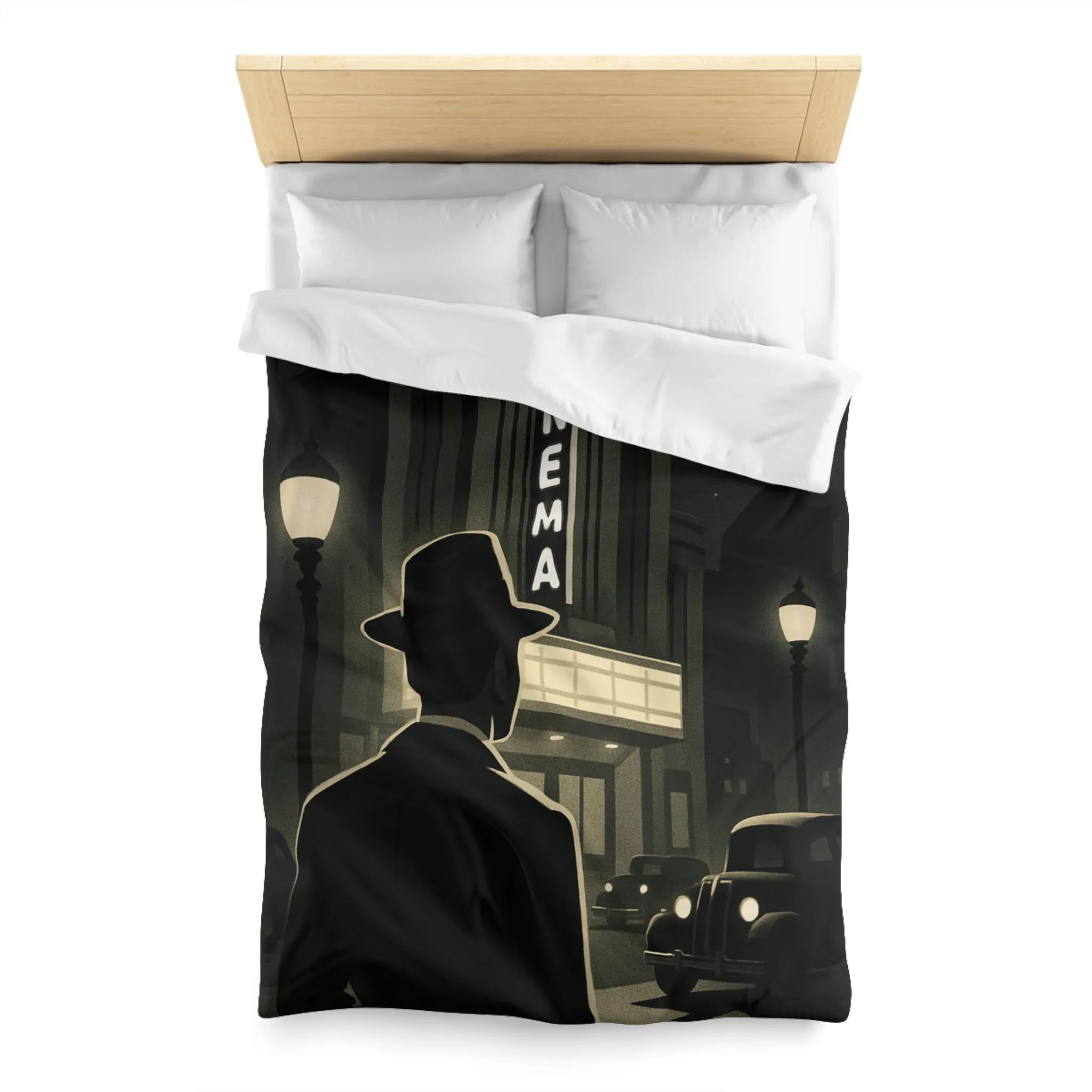 Housse de Couette Inspirée par Cinéma Rétro avec Élégant Motif Noir et Blanc